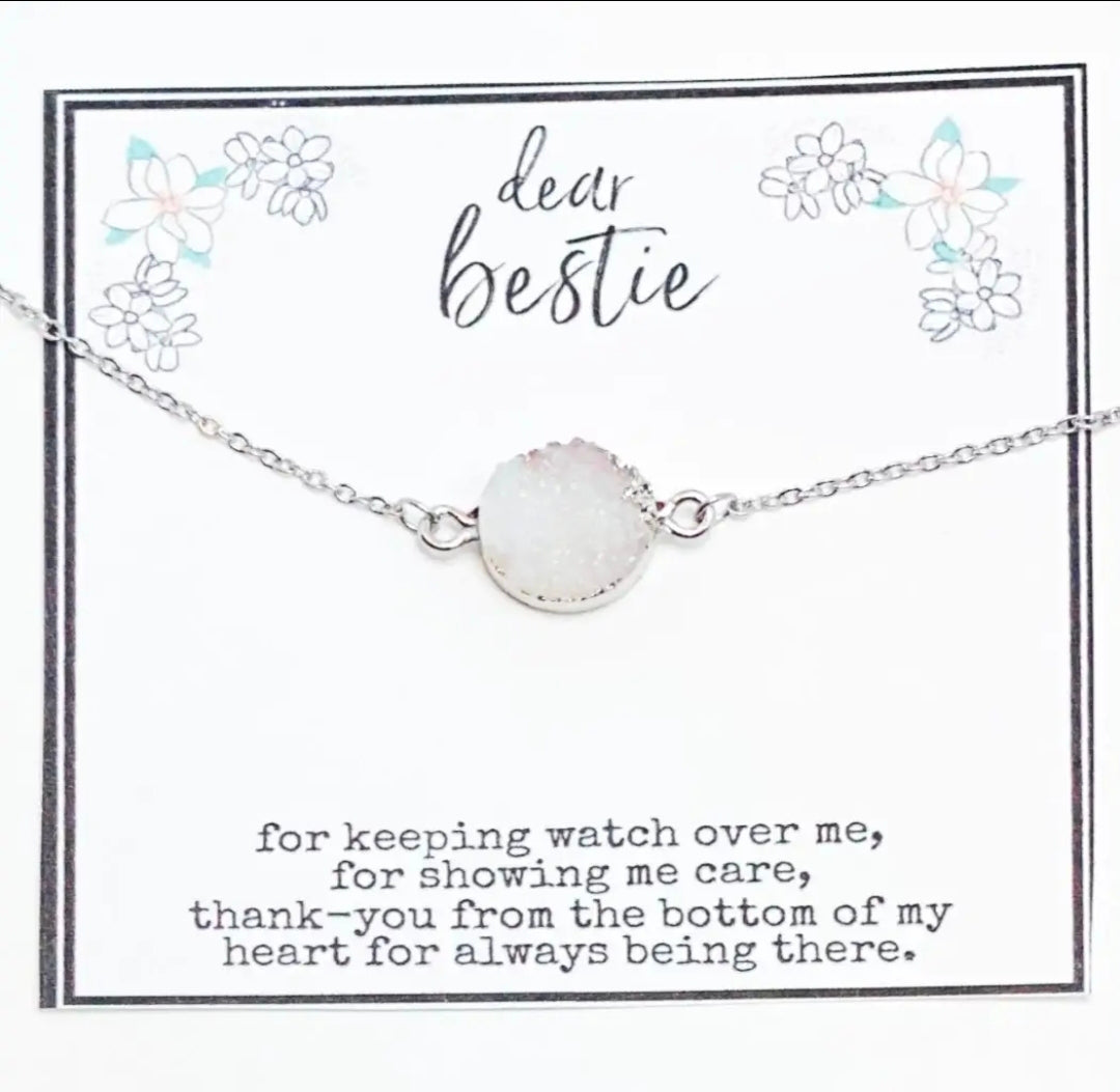 Dear Bestie Druzy Silver