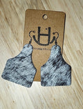 Cowhide Cow Tag Earrings