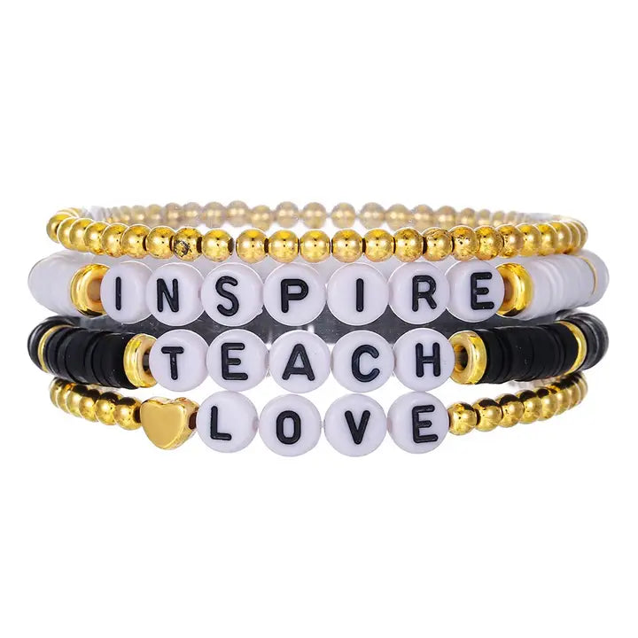 Black/Gold Teacher Bead Bracelet