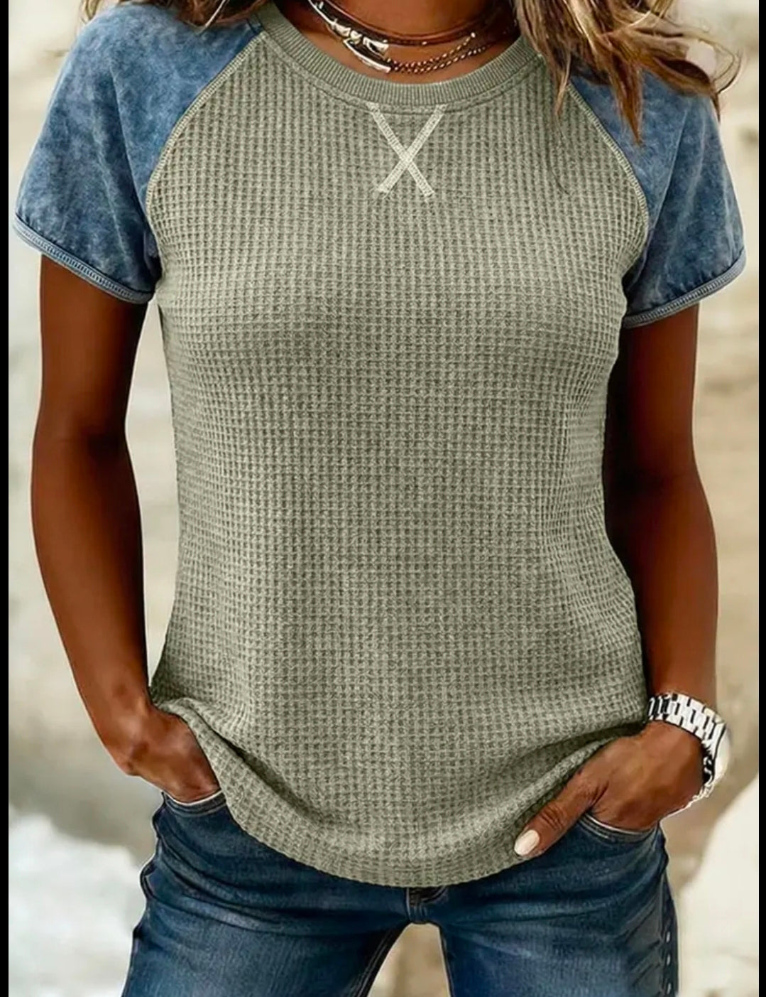 Green Jean Short Sleeve