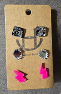 Pink Mirror Earring Set