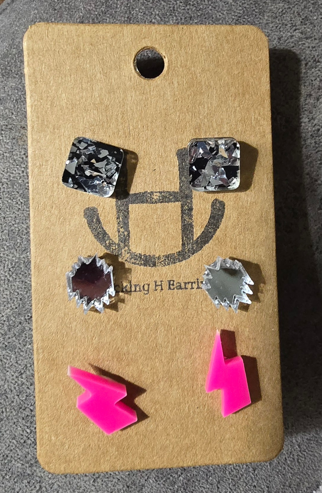 Pink Mirror Earring Set