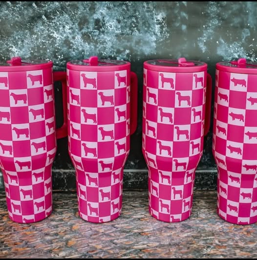 Checkered Show Animal 40 oz Tumbler Cow/Sheep/Pig