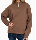 Zenana Brown Quarter Zip